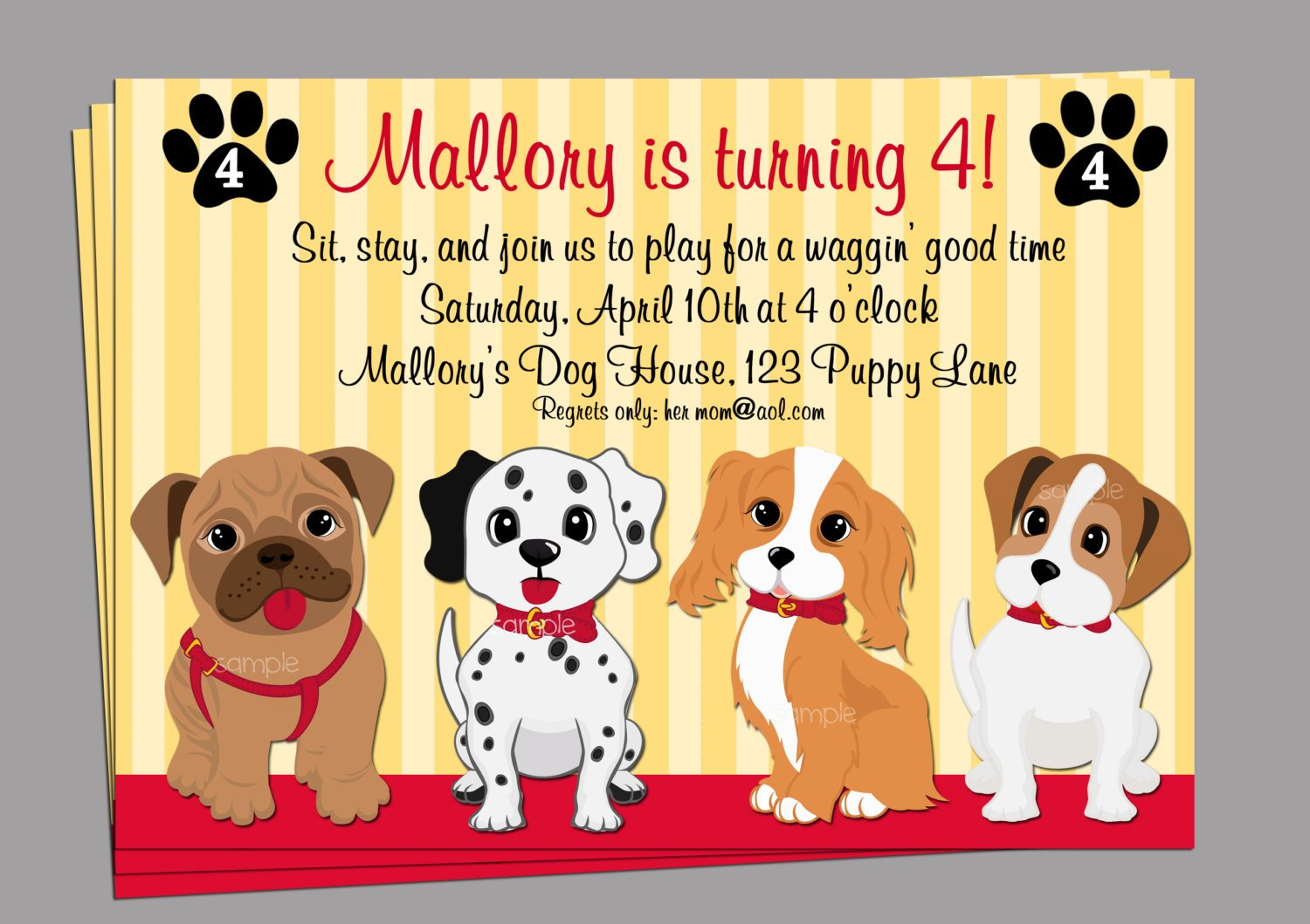 Puppy Dog Invitation Printable Or Printed With Free Shipping | Etsy - Dog Birthday Invitations Free Printable