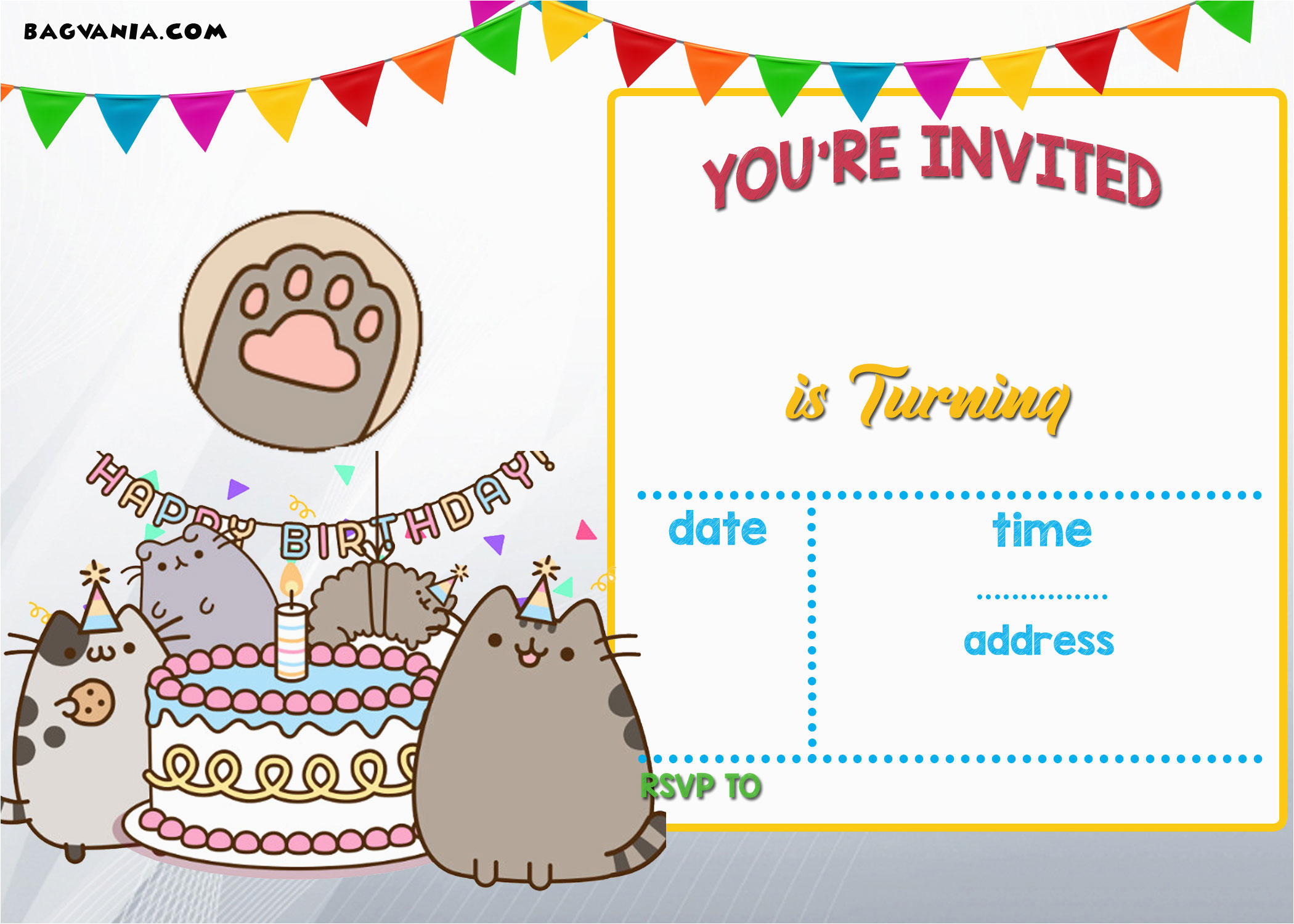 Pusheen Birthday Invitations | Birthdaybuzz - Free Printable Water Park Birthday Invitations