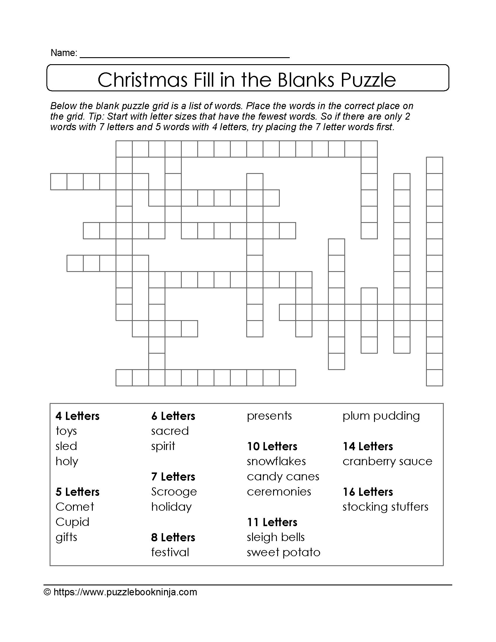 Free Printable Fill In Puzzles | Free Printable