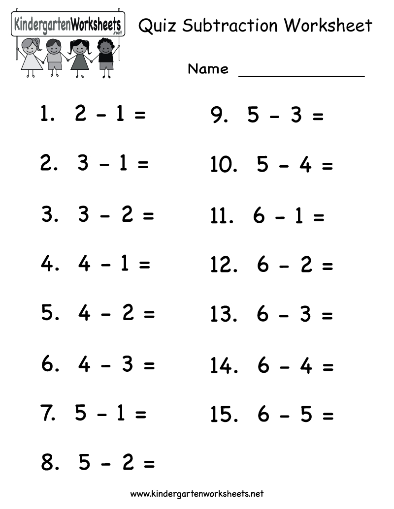 Quiz Subtraction Worksheet - Free Kindergarten Math Worksheet For - Free Printable Subtraction Worksheets