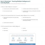 Quiz & Worksheet   Teaching Multiple Intelligences & Learning Styles   Free Printable Learning Styles Questionnaire