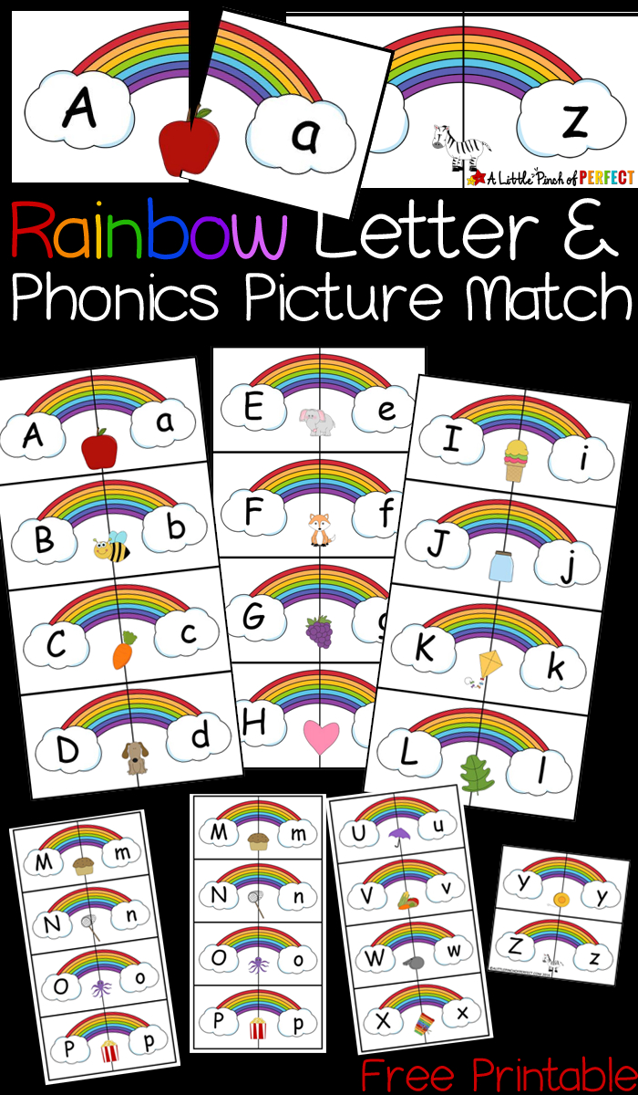 Rainbow Letter And Phonics Picture Match Free Printable - - Free Printable Rainbow Letters