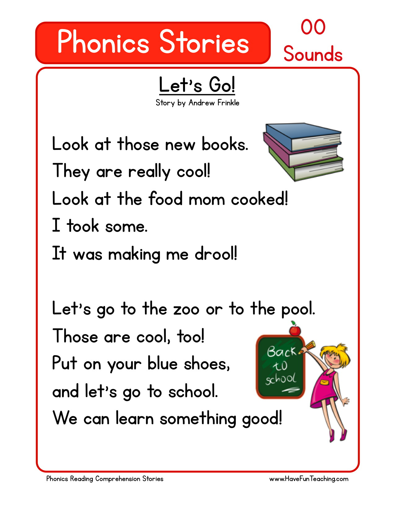 Reading Comprehension Worksheet - Let&amp;#039;s Go! - Free Printable Pre K Reading Books