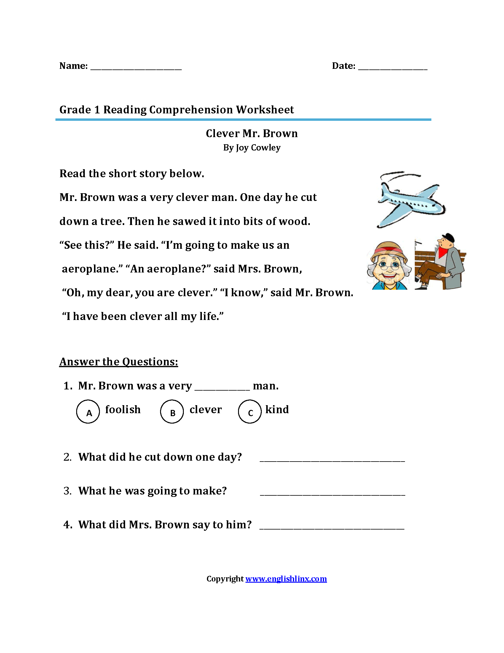 Reading Worksheets | First Grade Reading Worksheets - Free Printable Reading Passages With Questions