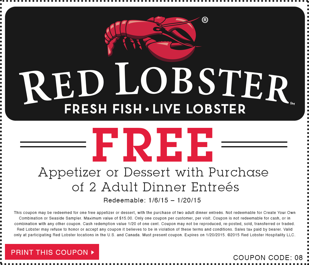 Red Lobster Coupons And Specials / Bjs Members Coupons - Free Printable Red Lobster Coupons