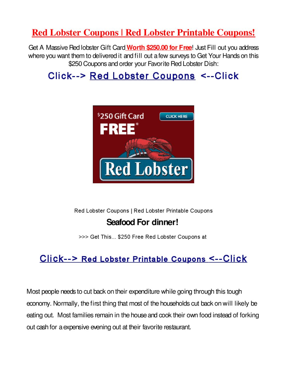 Free Printable Red Lobster Coupons Free Printable