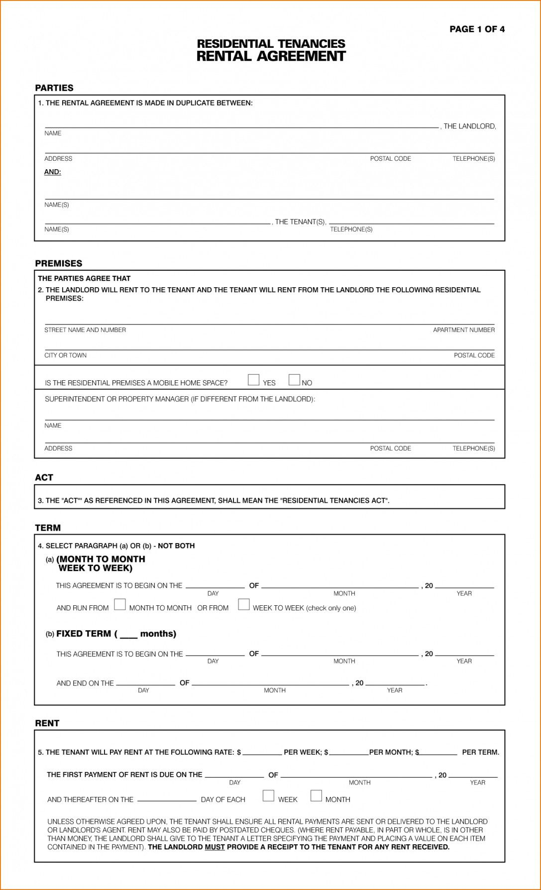 Rental Agreement Template Free Download | Lostranquillos - Rental Agreement Forms Free Printable