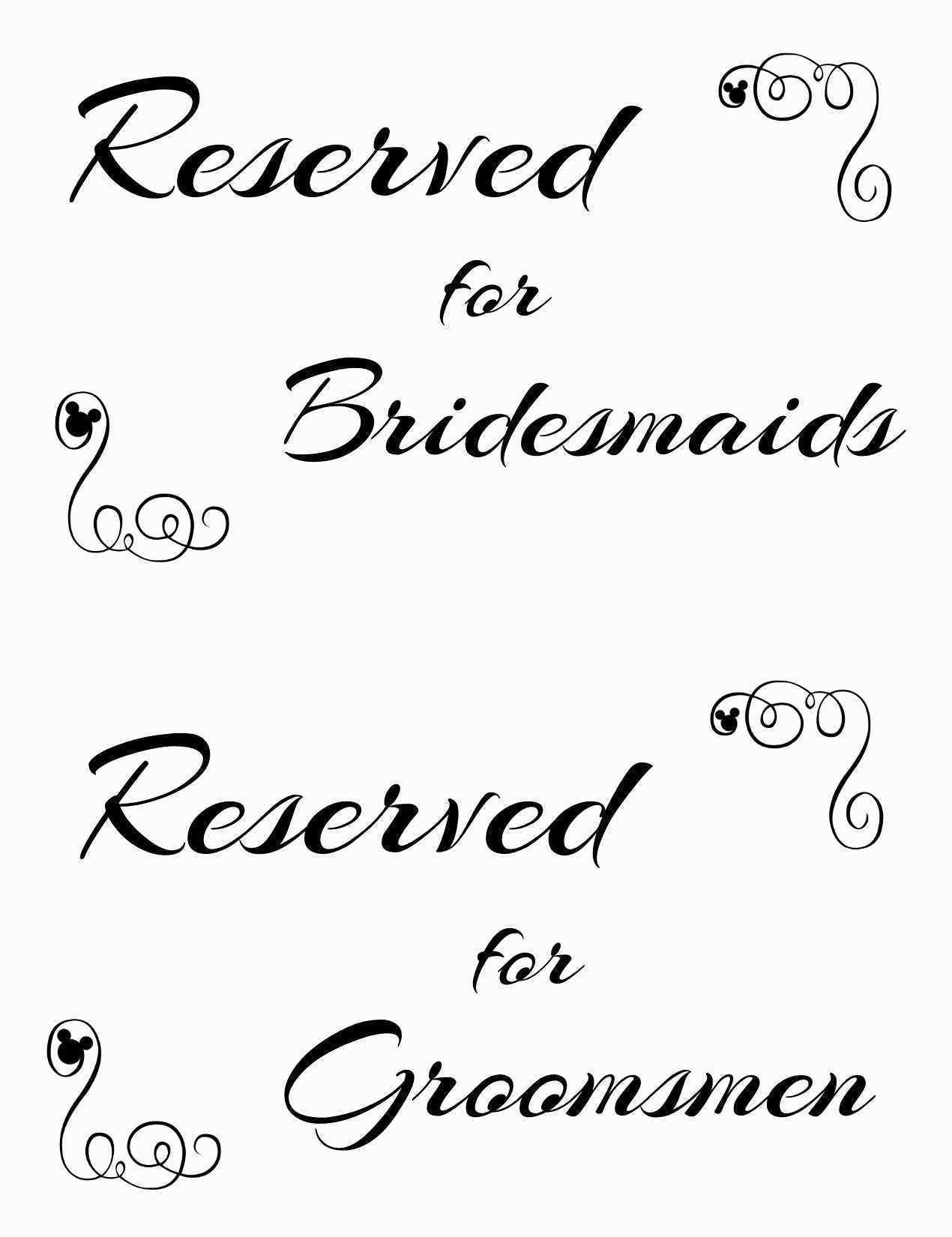 Reserved Seating Signs Template Unique Free Printable Reserved - Free Printable Wedding Signs