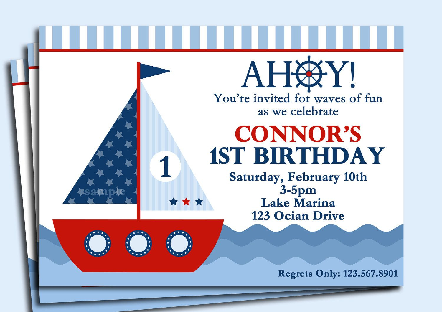 Sailboat Invitation Printable Or Printed With Free Shipping - Free Printable Sailboat Template