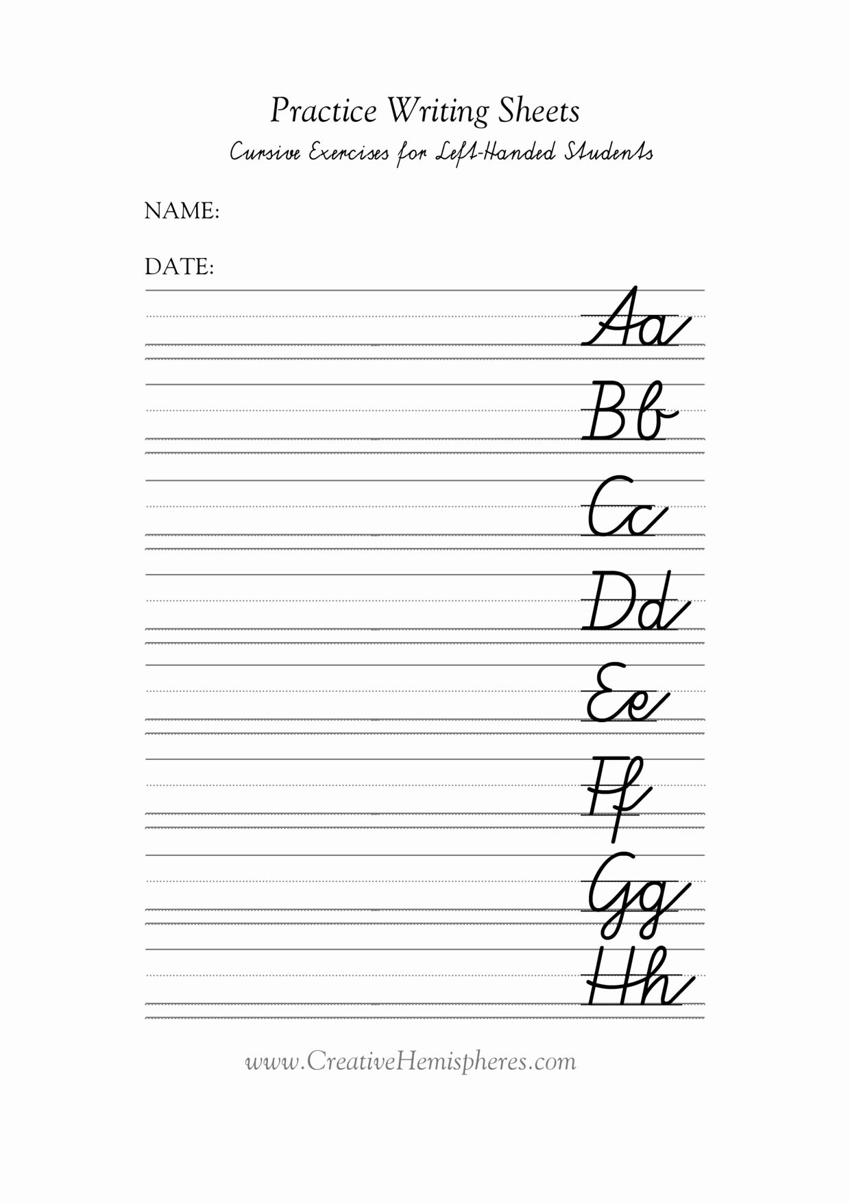 Sample Cursive Writing Sheets - Heritage Spreadsheet - Free Printable Left Handed Worksheets