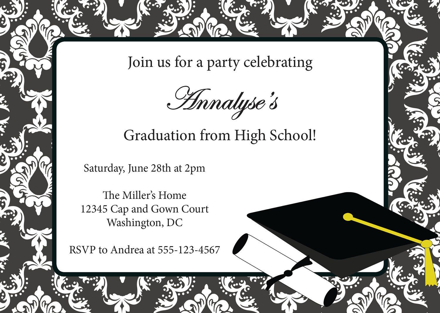 Sample Invitation Card For Graduation Party | Graduation Invitation - Free Printable Graduation Invitations 2014