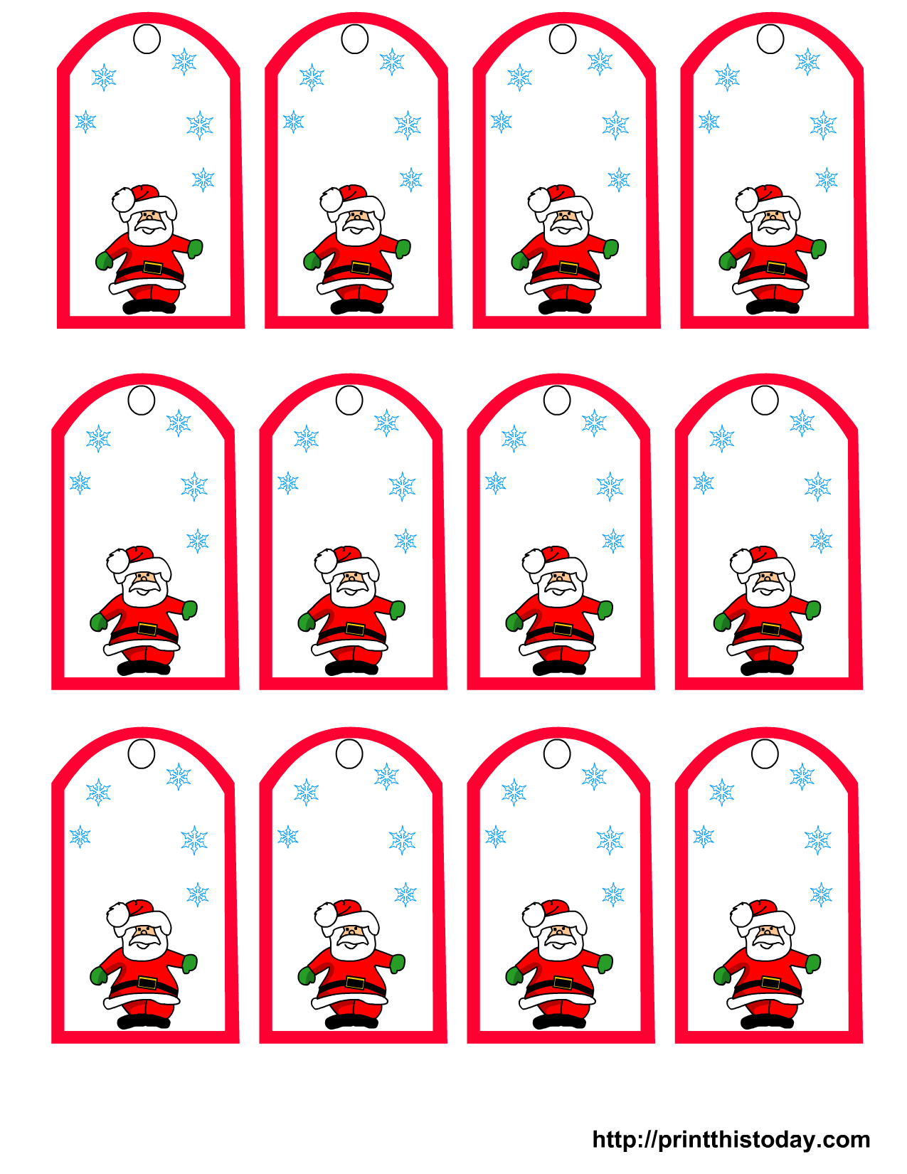 Santa Claus And Snowflakes, Free Printable Christmas Gift Tags - Free Printable Holiday Gift Labels