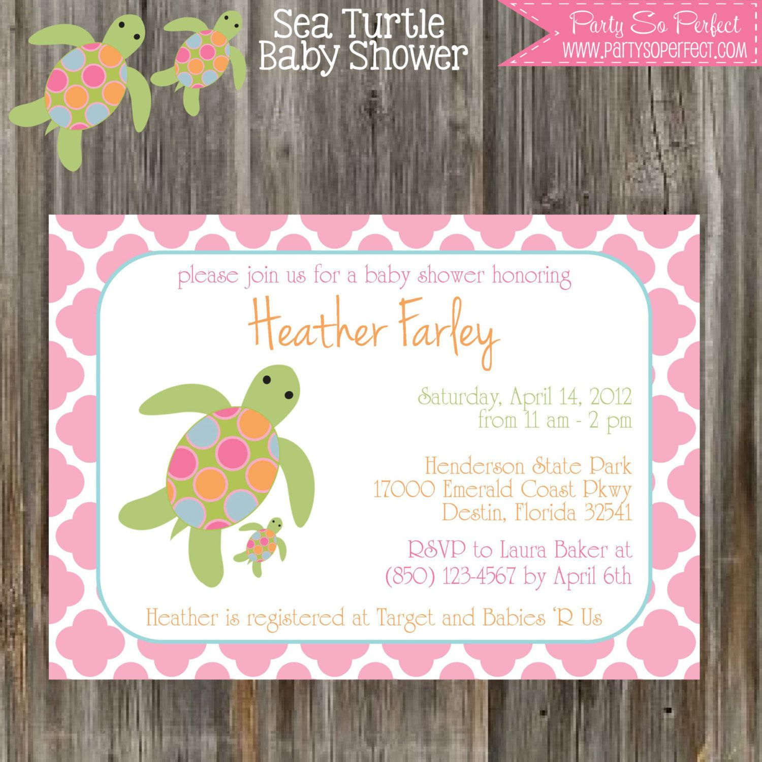 Sea Turtle - Pink And Green Baby Shower Invitation &amp;amp; Banner Package - Free Printable Turtle Baby Shower Invitations