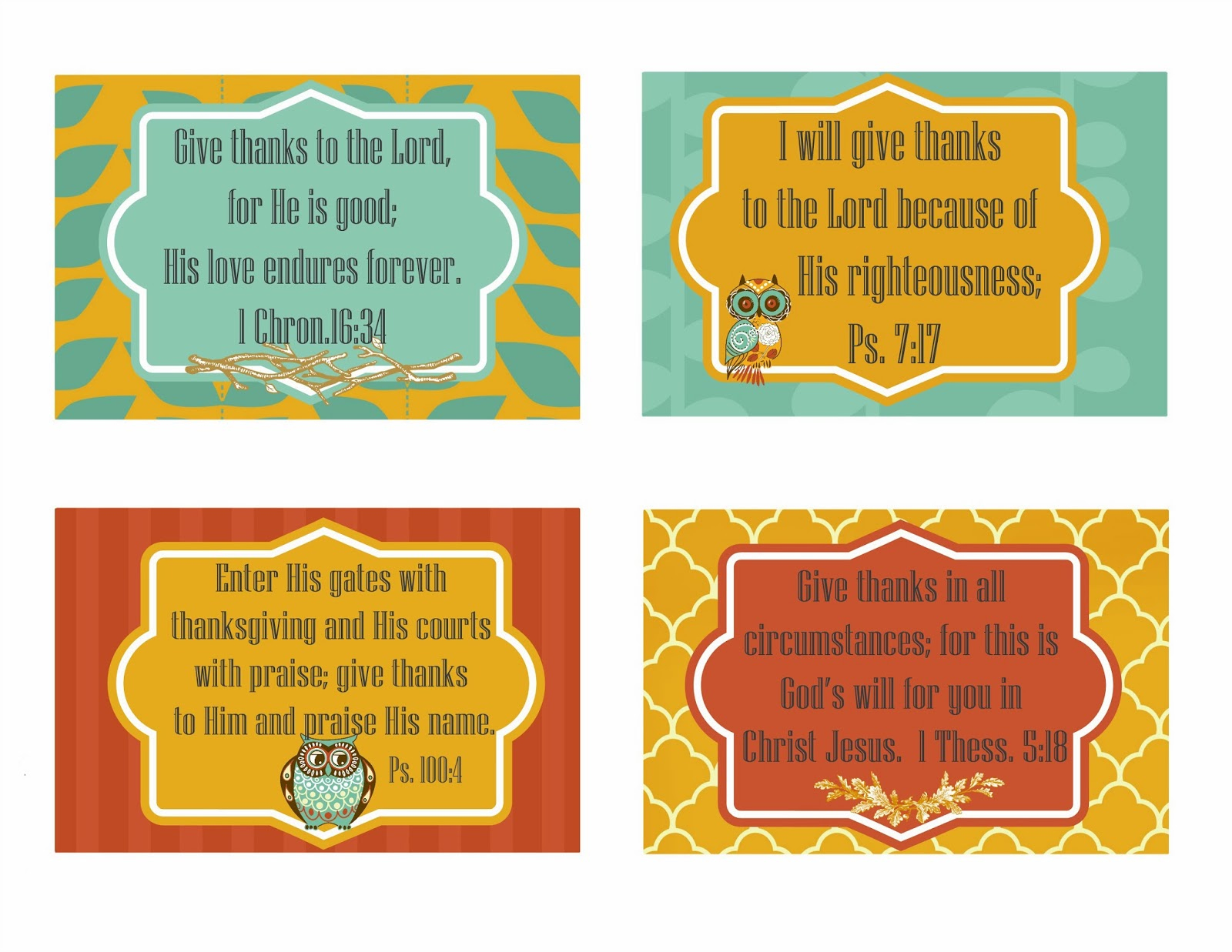 Second Chance To Dream - Free Printable Give Thanks Scripture Cards - Free Printable Scripture Cards