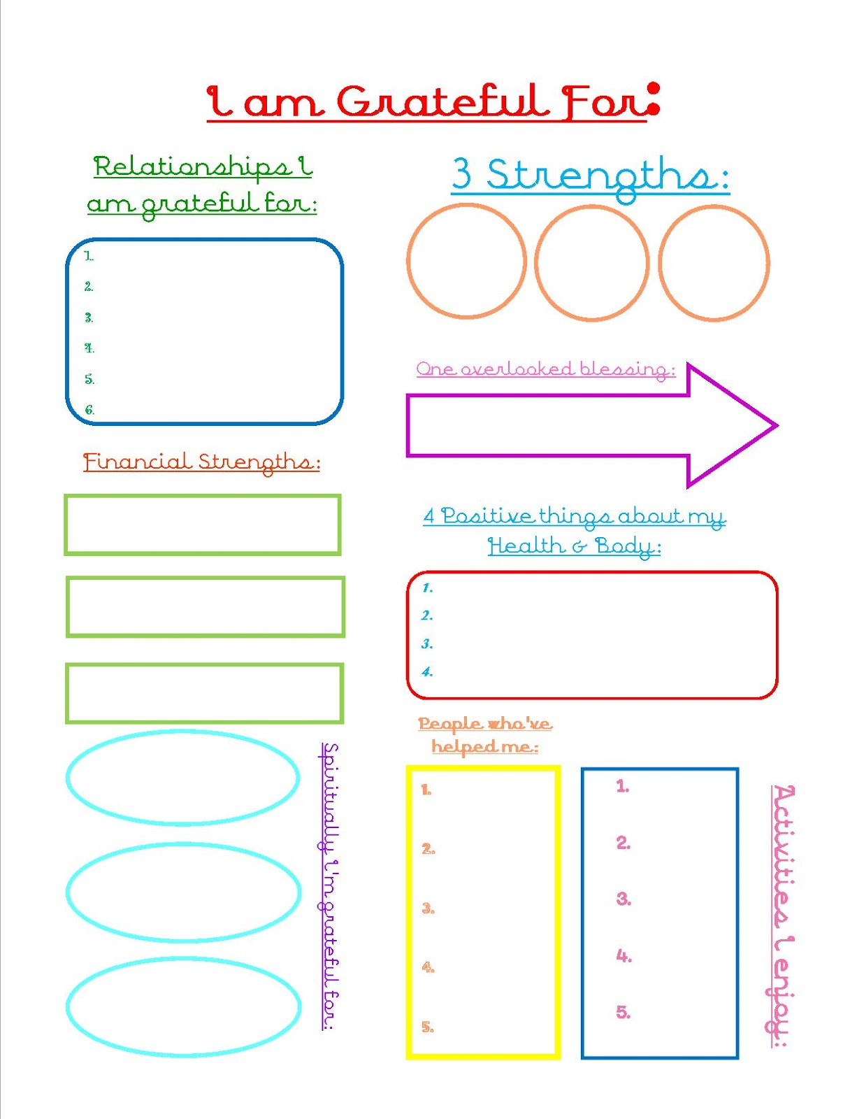 Second Chance To Dream - Grateful Journal Sheet - Free Printable Gratitude Worksheets