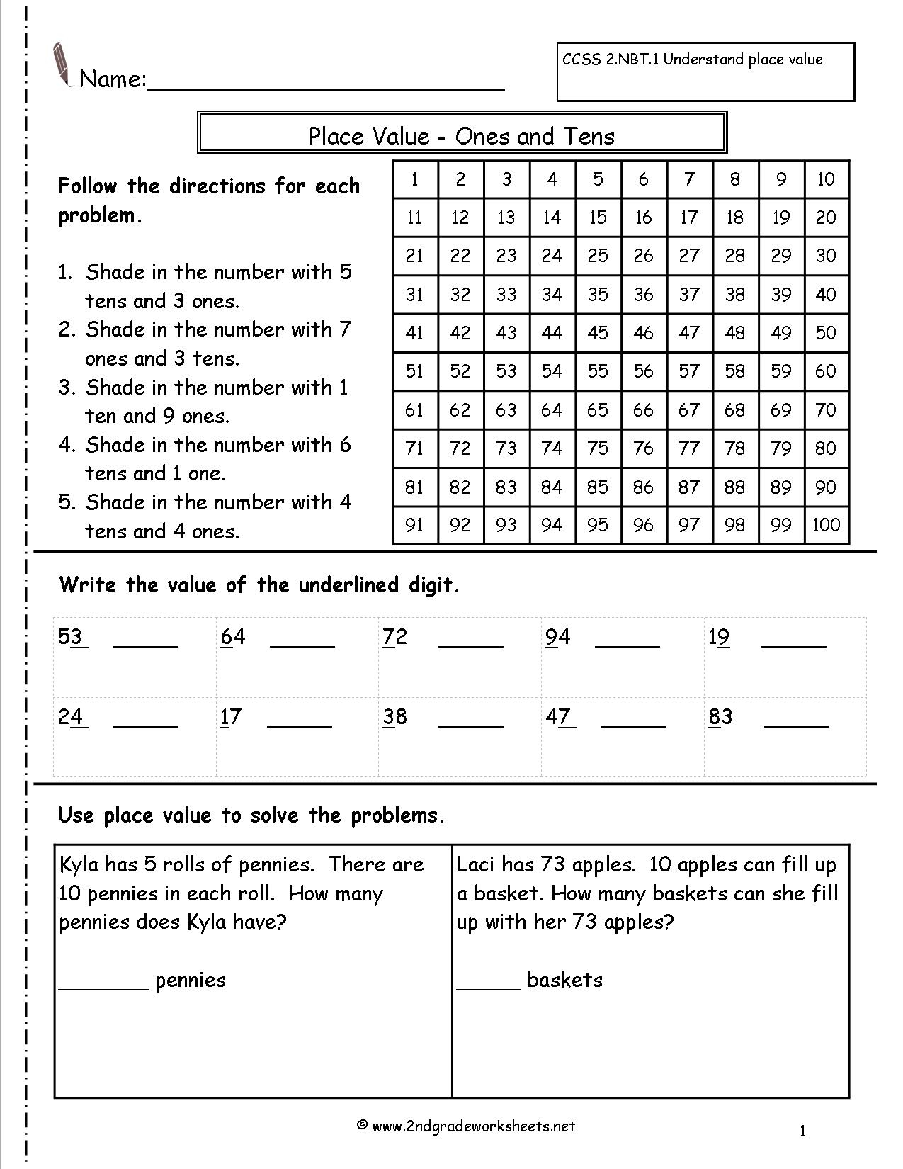 Second Grade Place Value Worksheets - Free Printable Place Value Chart