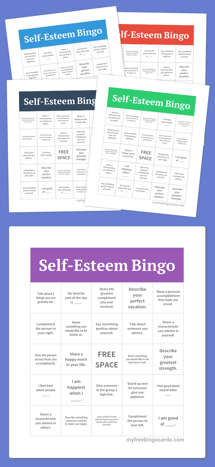 Self-Esteem Bingo | Group Ideas | Free Bingo Cards, Free Printable - Free Printable Self Esteem Bingo
