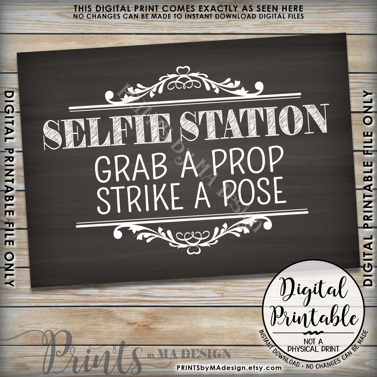 Selfie Station Sign, Grab A Prop &amp;amp; Strike A Pose Photo Booth Wedding - Selfie Station Free Printable