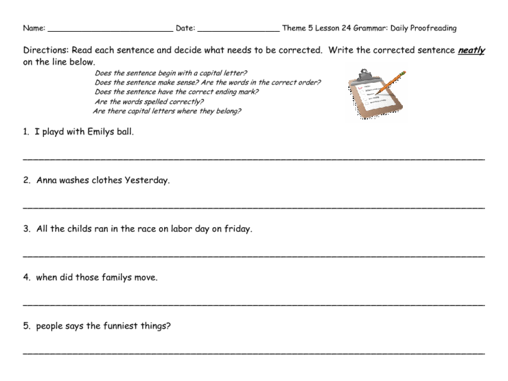 Sentence Correction Worksheets 2Nd Grade To Printable - Math - Free Printable Sentence Correction Worksheets