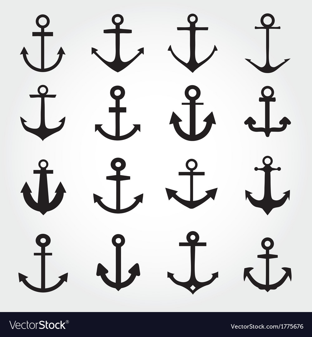 Set Of Anchor Symbols Or Logo Template Royalty Free Vector - Free Printable Anchor Template