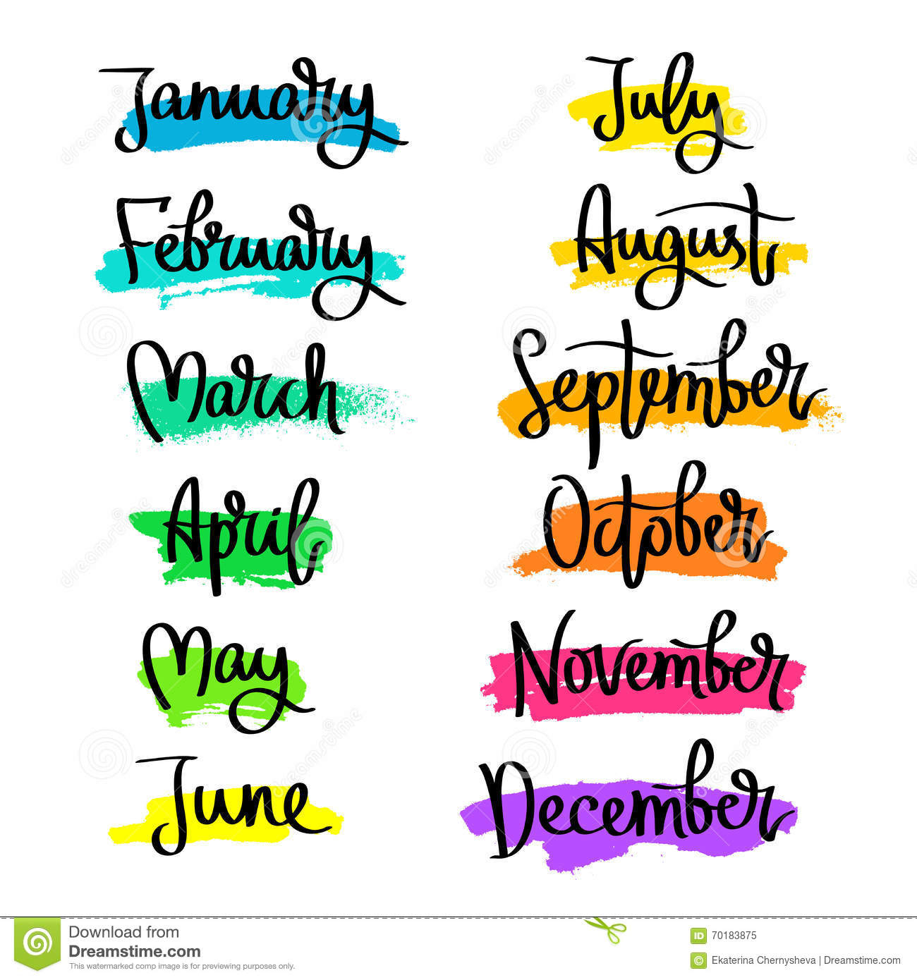 Set Of Labels Of The Months Of The Year. Stock Vector - Illustration - Free Printable Months Of The Year Labels