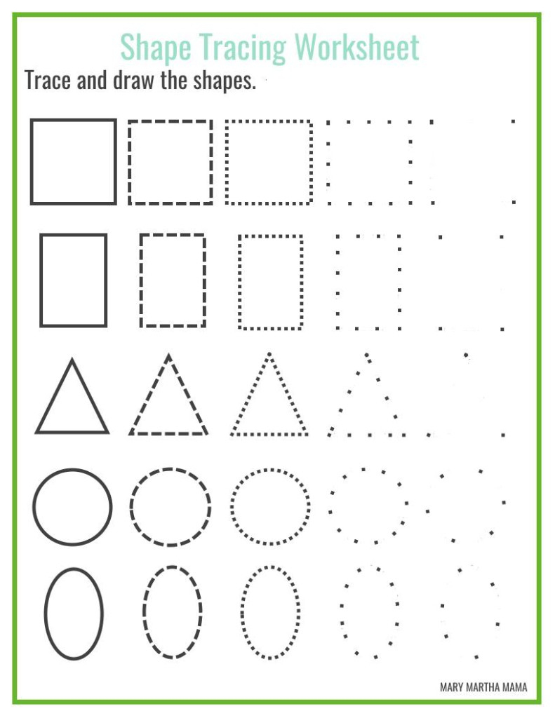 Shapes Worksheets For Preschool [Free Printables] – Mary Martha Mama - Free Printable Shapes