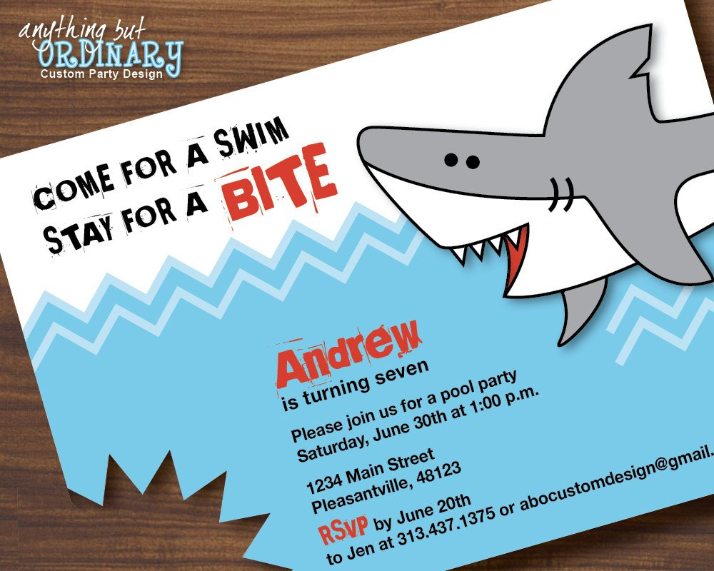 Shark Birthday Invitations Printable Shark Invites Shark | Etsy - Shark Invitations Free Printable