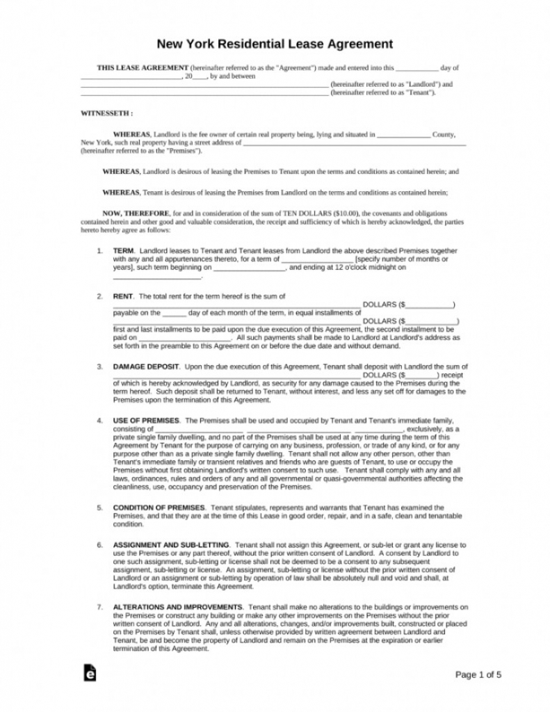 Shocking Lease Agreement Ny Template Form Ct 186 Extension Nyc With - Free Printable Lease Agreement Ny