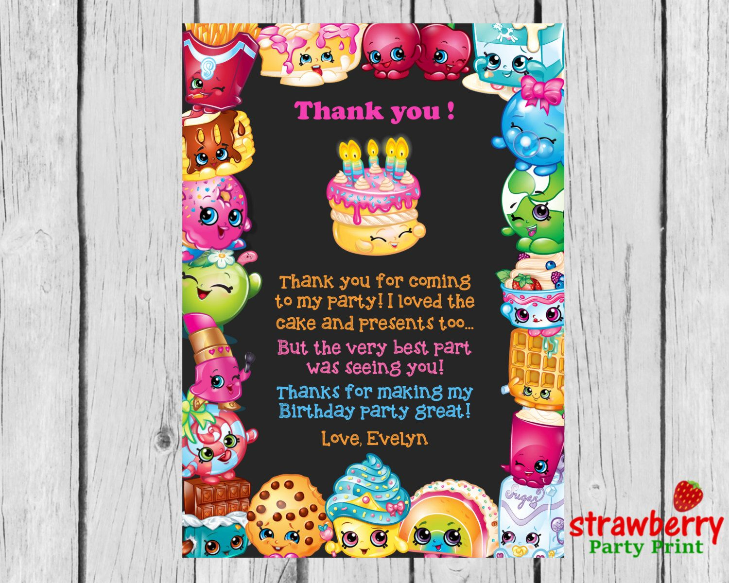 Shopkins Thank You Cards, Shopkins Birthday Thank You Notes, Thank - Free Printable Shopkins Thank You Cards