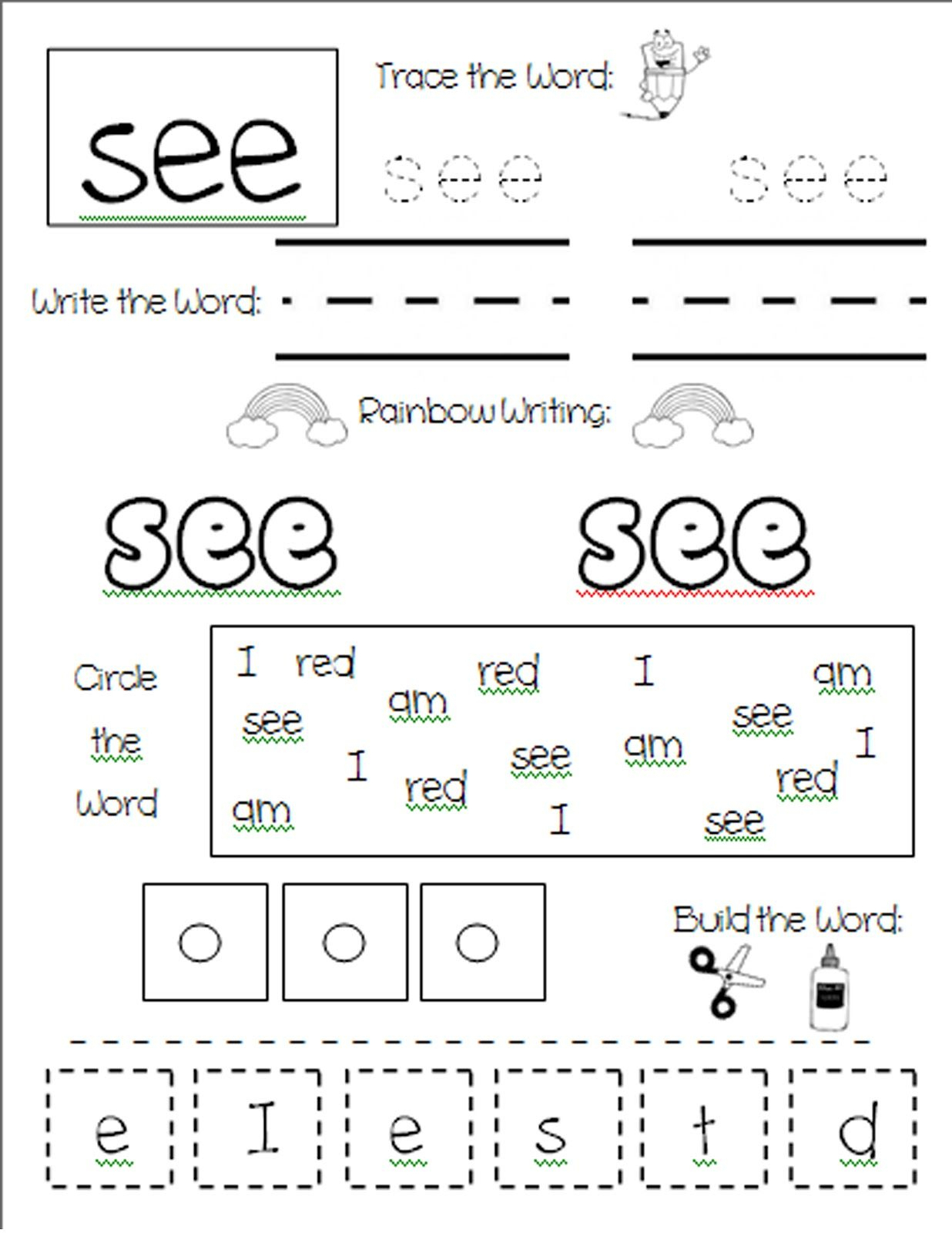 Sight Words Worksheets Preschool To Free - Math Worksheet For Kids - Free Printable Sight Word Worksheets