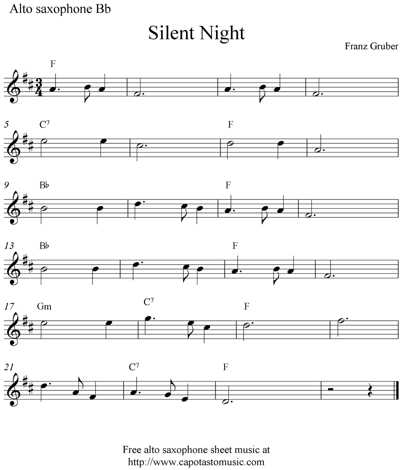 Free Printable Christmas Sheet Music For Alto Saxophone | Free Printable