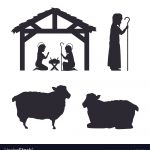 Silhouette Manger Merry Christmas Isolated Design Vector Image   Free Printable Nativity Silhouette