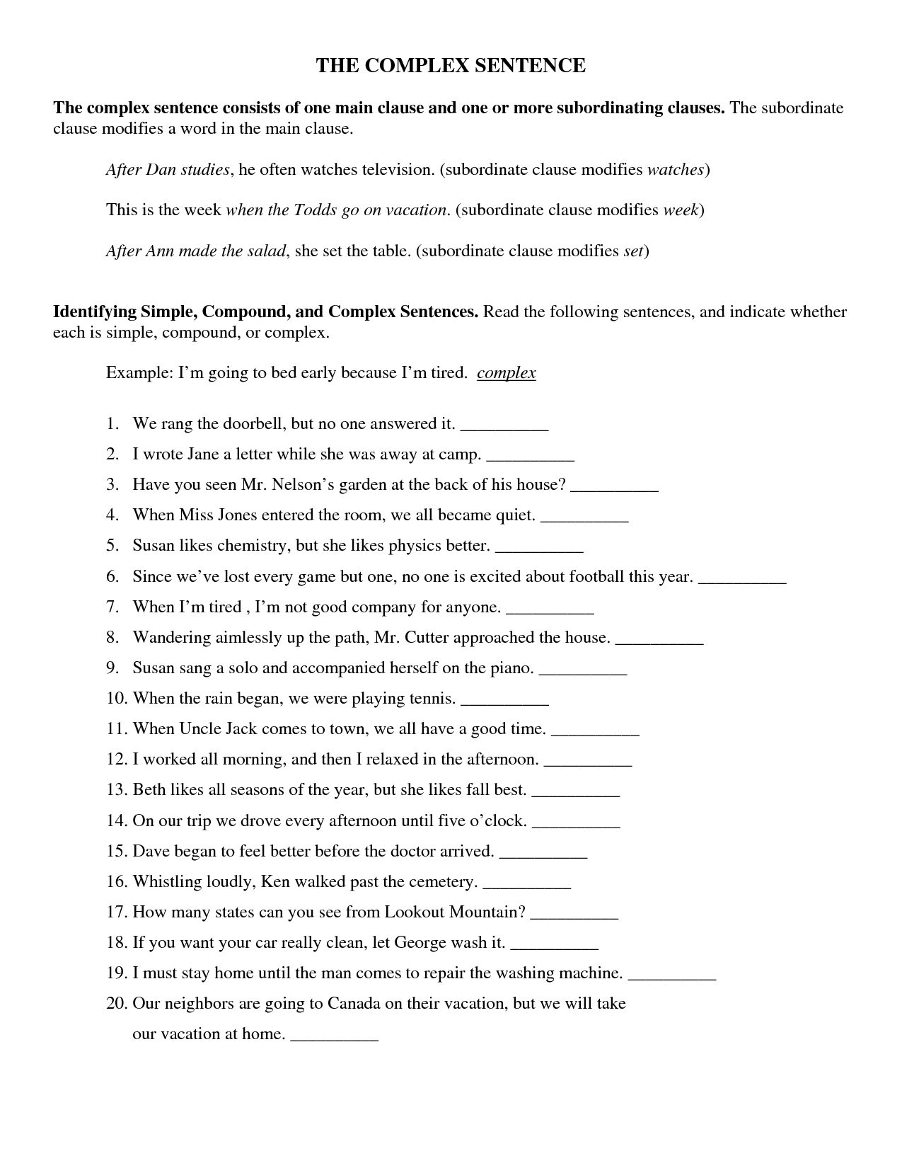 Simple Compound Complex Sentences Worksheet - Yahoo Image Search - Free Printable Worksheets On Simple Compound And Complex Sentences