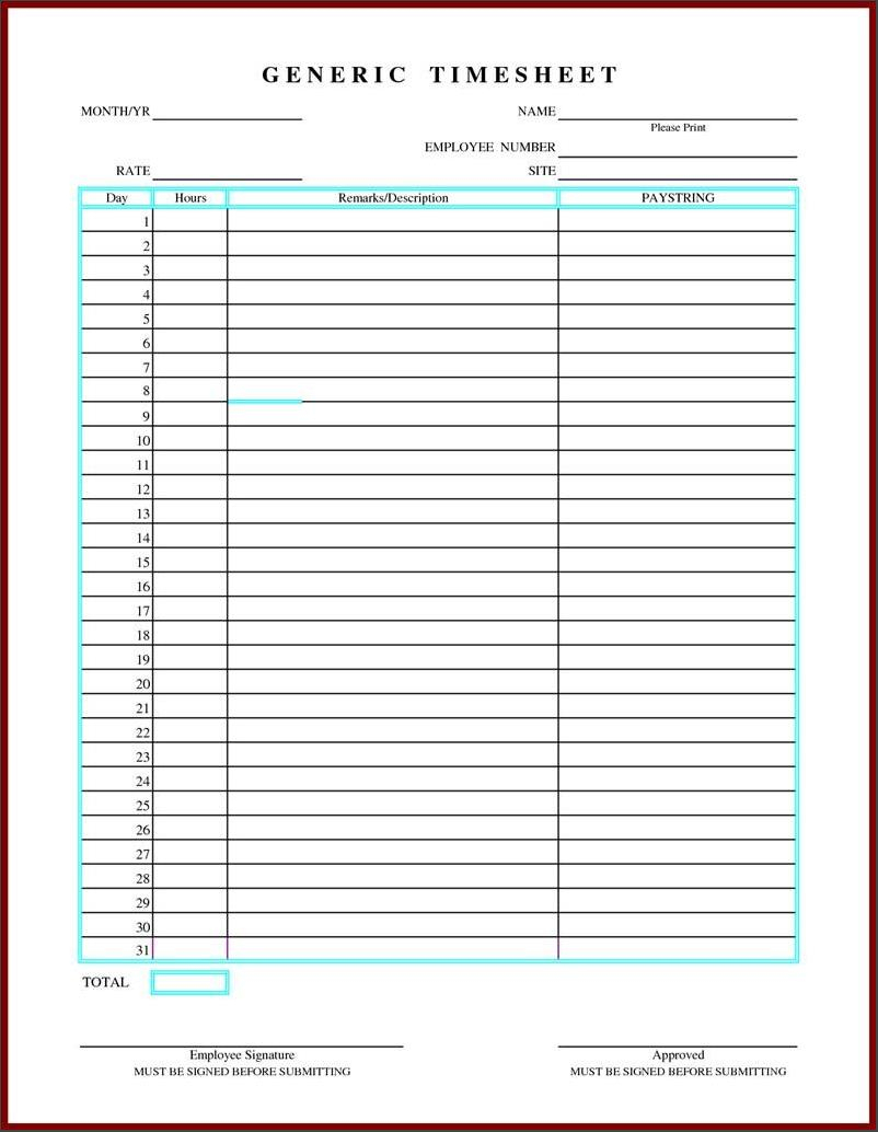 Simple Monthly Timesheet Template Excel Sample Simple Timesheet - Monthly Timesheet Template Free Printable