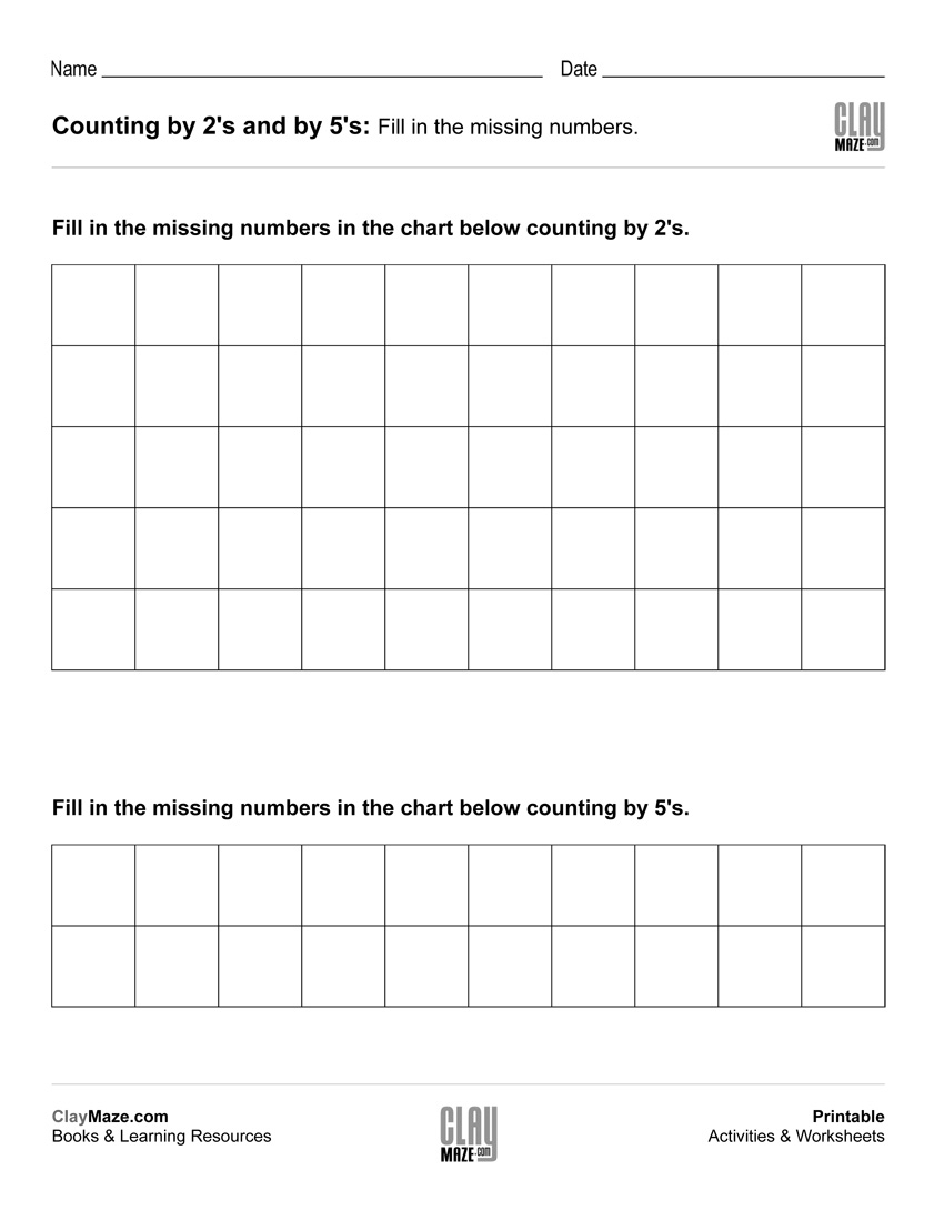 Skip Counting Worksheet – Counting2&amp;#039;s And Counting5&amp;#039;s (Blank - Free Printable Skip Counting Worksheets