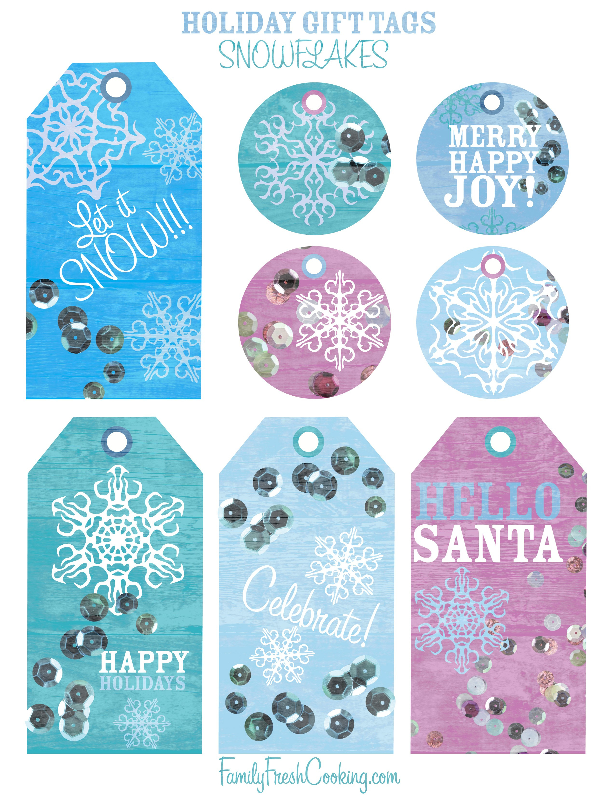 Snowflakes ~ Free Printable Holiday Gift Tags - Marla Meridith - Free Printable Happy Holidays Gift Tags
