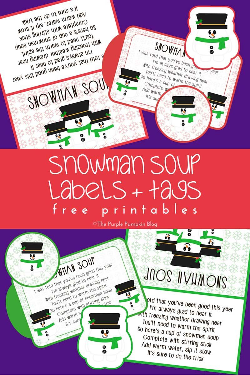 Snowman Soup Labels + Tags - Free Printables! This Set Has Labels - Snowman Soup Free Printable