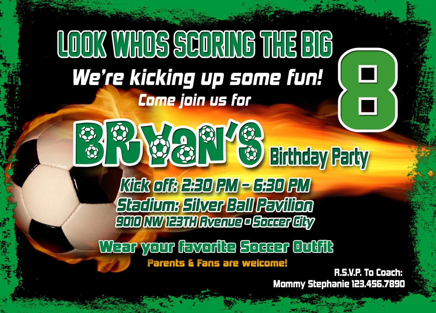 Soccer Birthday Party Invitation Template | Birthday Party - Free Printable Soccer Birthday Invitations