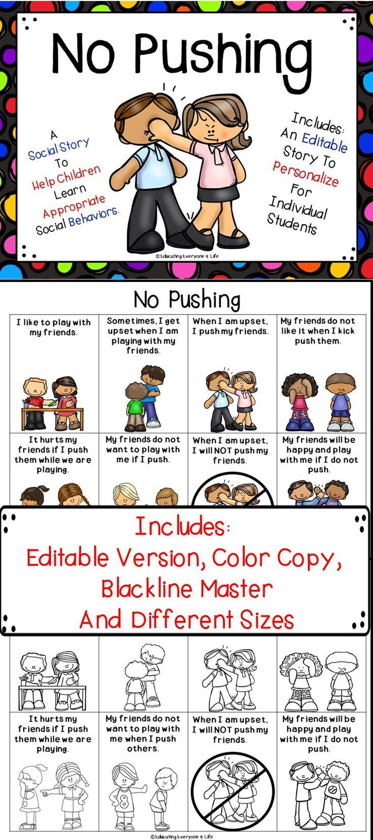 Social Story - No Pushing | Educating Everyone 4 Life | Pinterest - Free Printable Social Stories Making Friends