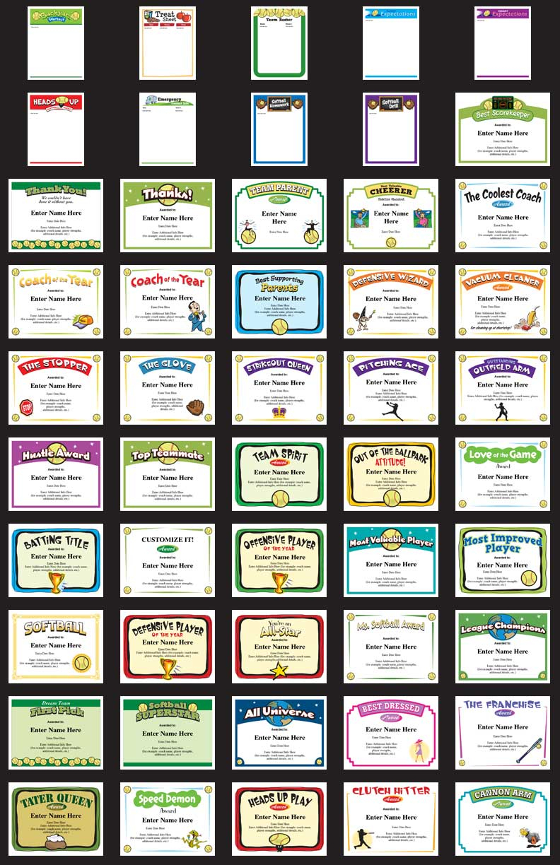 Softball Certificates - Free Award Certificates - Free Printable Softball Award Certificates