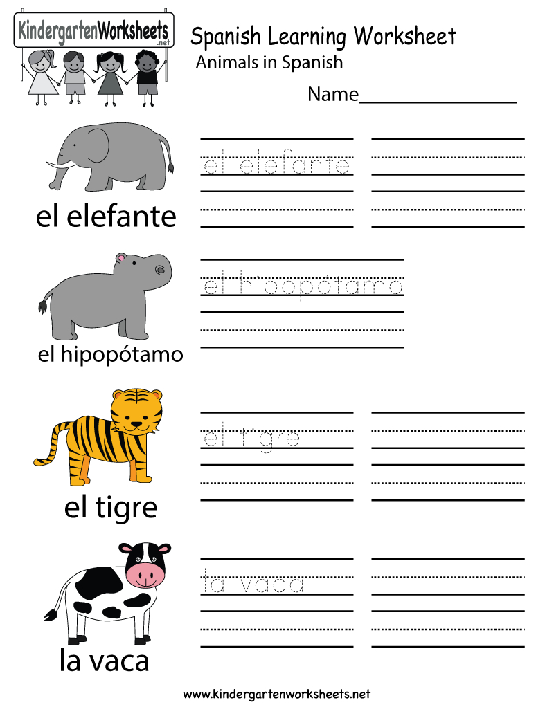 Spanish Learning Worksheet - Free Kindergarten Learning Worksheet - Free Printable English Lessons For Beginners