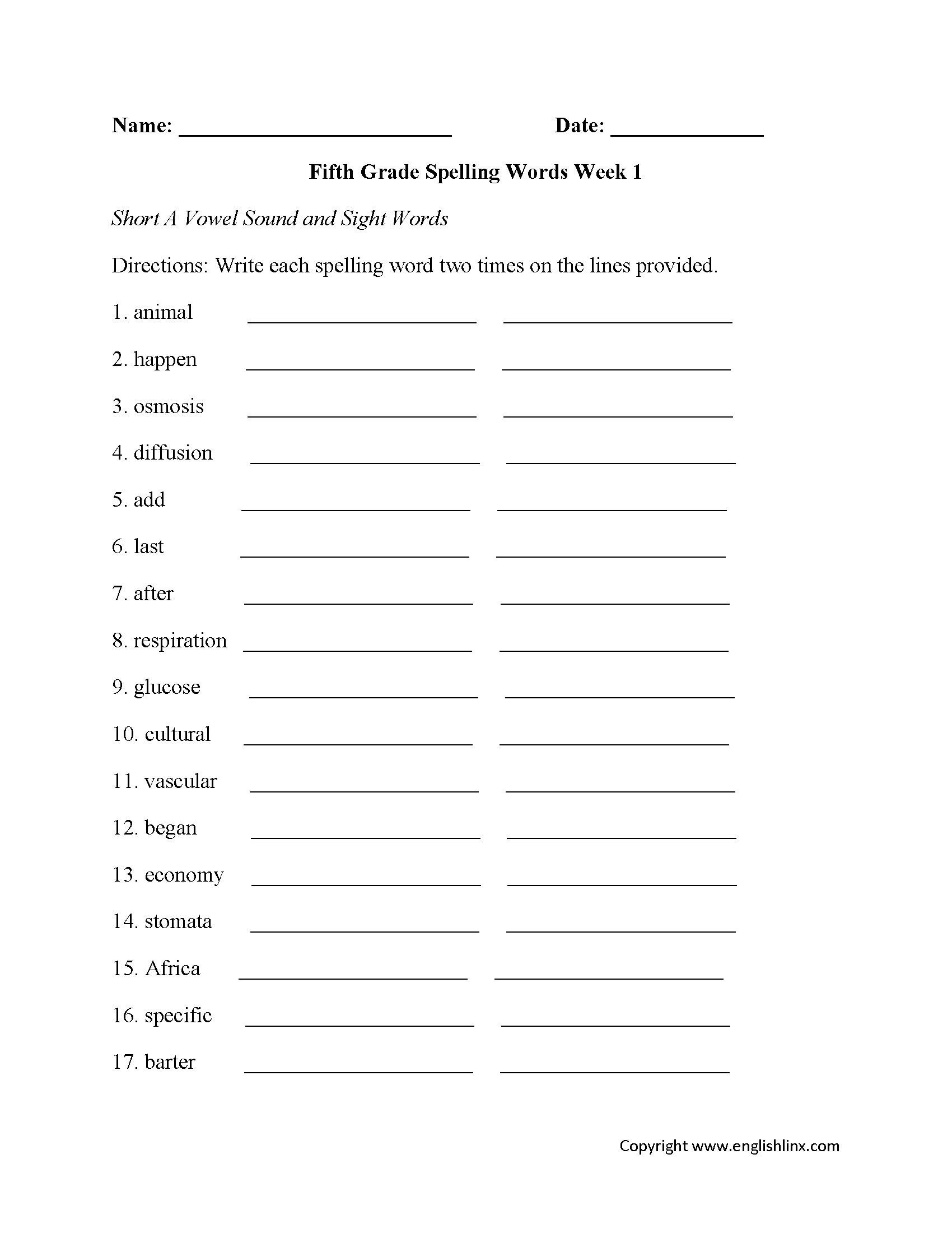 Spelling Worksheets | Fifth Grade Spelling Worksheets - Free Printable Spelling Worksheets For 5Th Grade