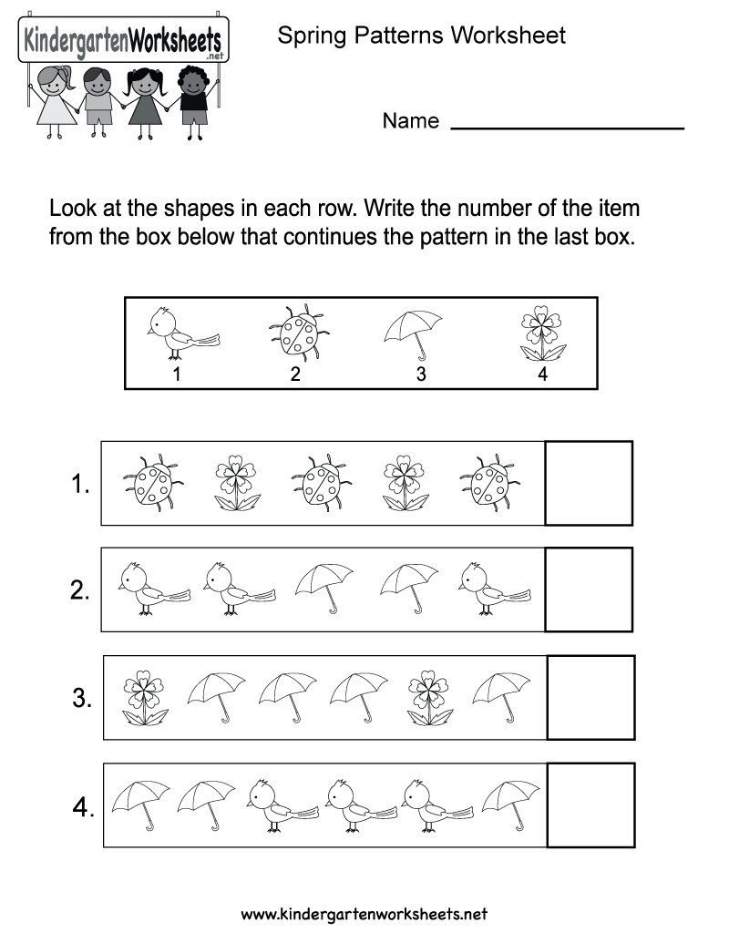 Spring Patterns Worksheet - Free Kindergarten Seasonal Worksheet For - Free Printable Spring Worksheets For Kindergarten
