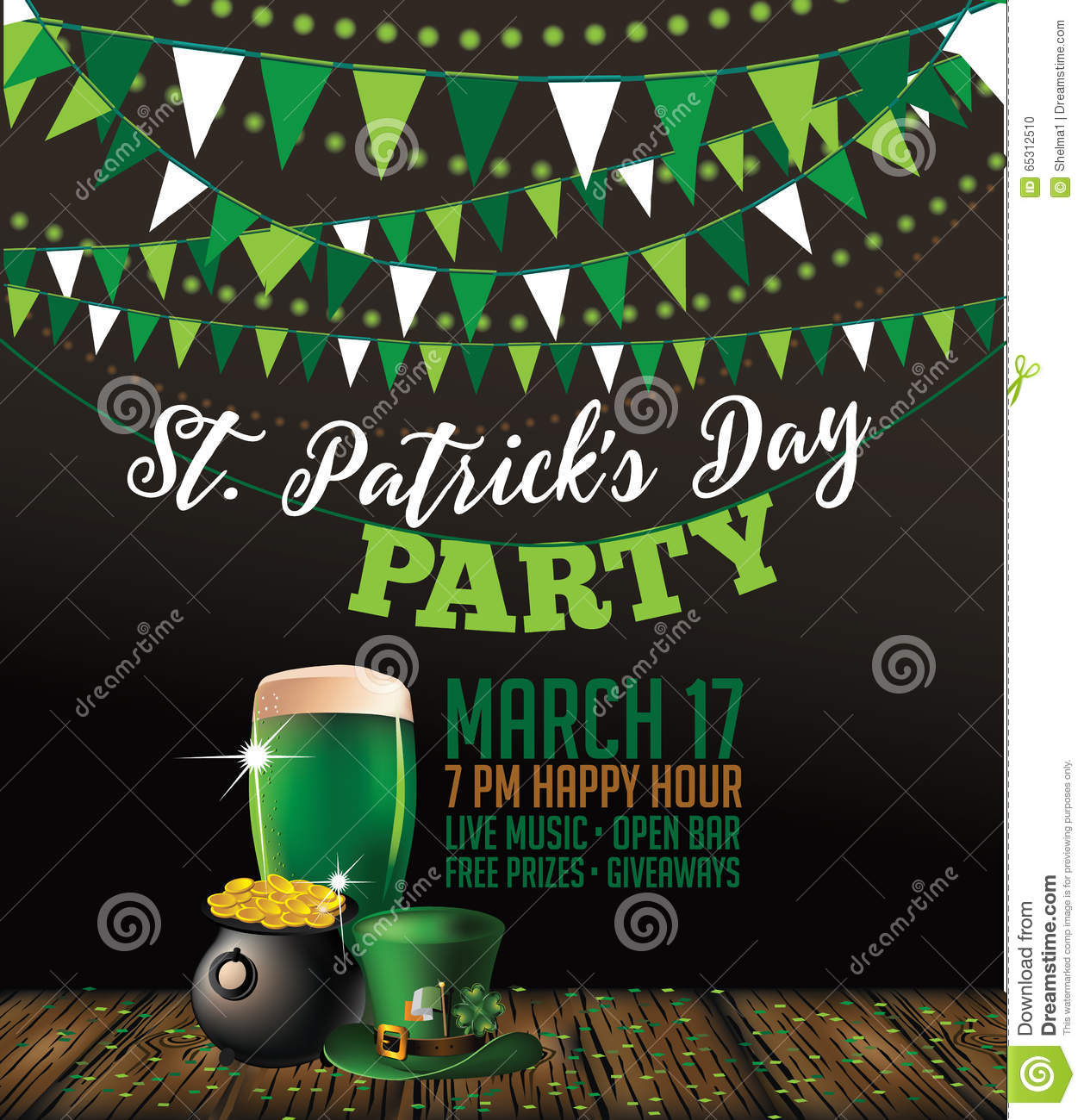 St. Patrick&amp;#039;s Day Party Invitation Poster Stock Vector - Free Printable St Patrick&amp;#039;s Day Banner