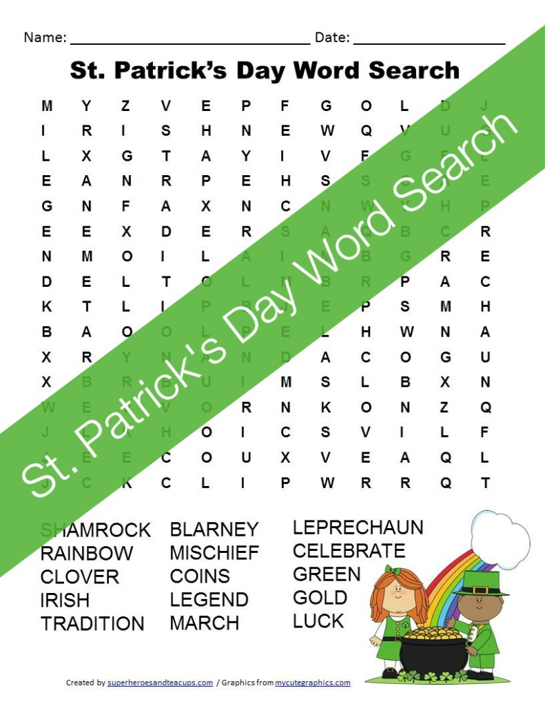 St. Patrick&amp;#039;s Day Word Search Free Printable For Kids - Free Printable St Patrick Day Worksheets