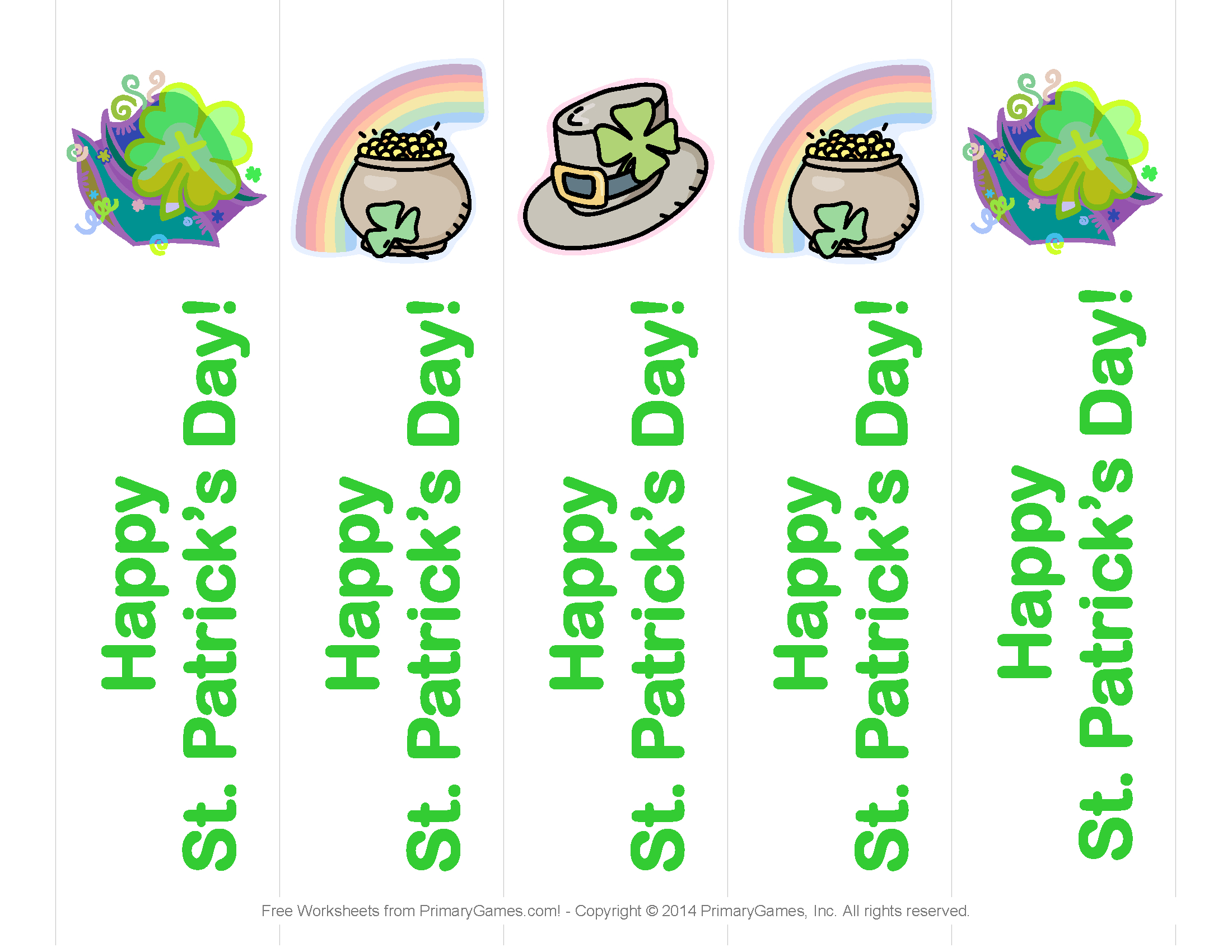 St. Patrick&amp;#039;s Day Worksheets: St. Patrick&amp;#039;s Day Bookmarks - Free Printable St Patrick&amp;#039;s Day Card