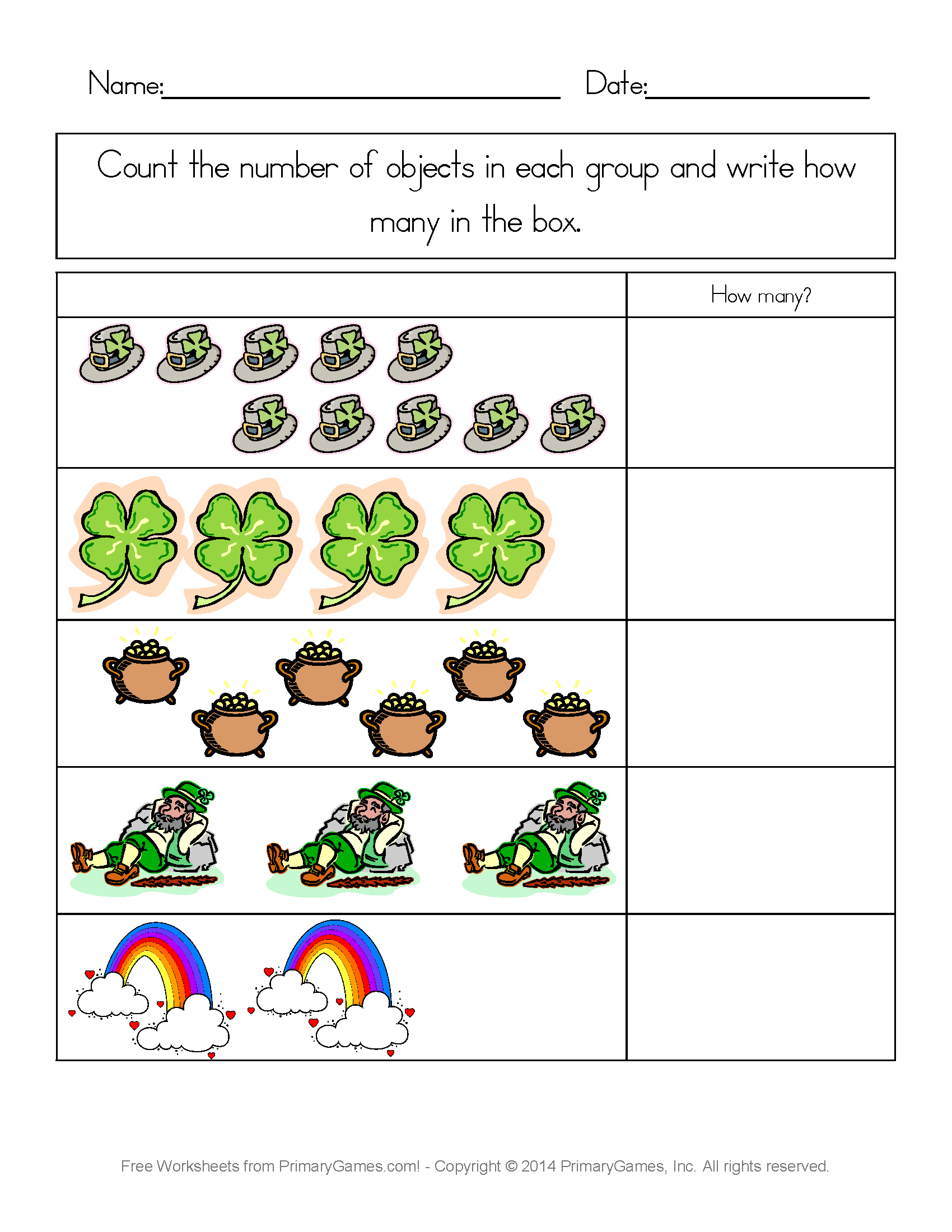 St. Patrick&amp;#039;s Day Worksheets: St. Patrick&amp;#039;s Day Counting Practice - Free Printable St Patrick&amp;amp;#039;s Day Mazes