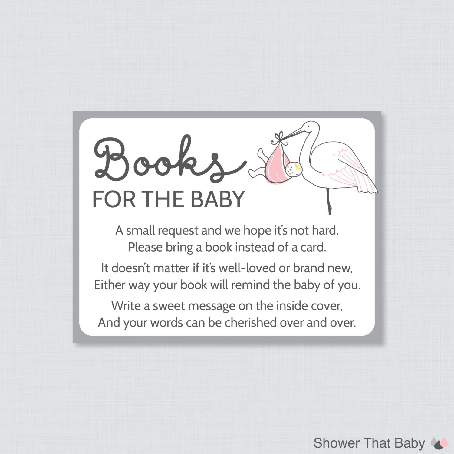 Stork Baby Shower Bring A Book Instead Of A Card Invitation Mobile - Bring A Book Instead Of A Card Free Printable
