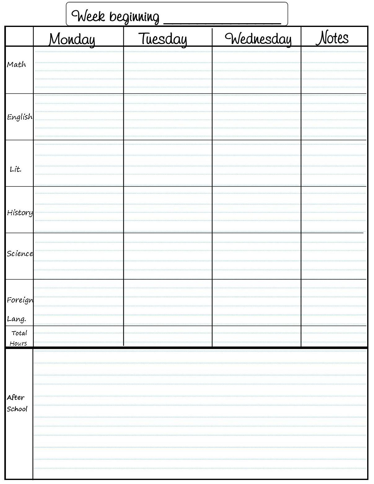 Student Planner Template Free Printable | Printable Planner Template - Free Printable Student Planner 2017