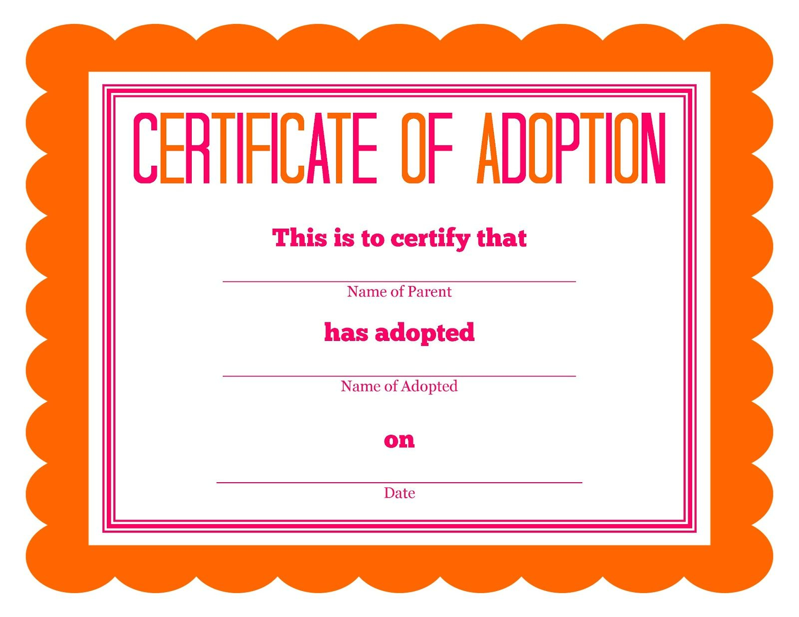 Stuffed Animal Adoption Party Detail-Oriented Diva! | Party: Kids - Fake Adoption Certificate Free Printable